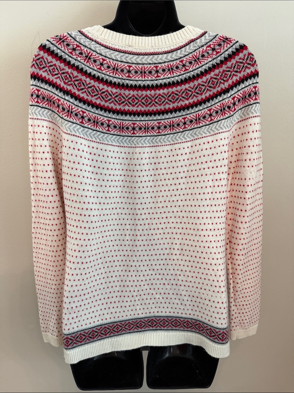Talbots Cream and Pink Fair Isle Crewneck Sweater - Picture 8 of 14